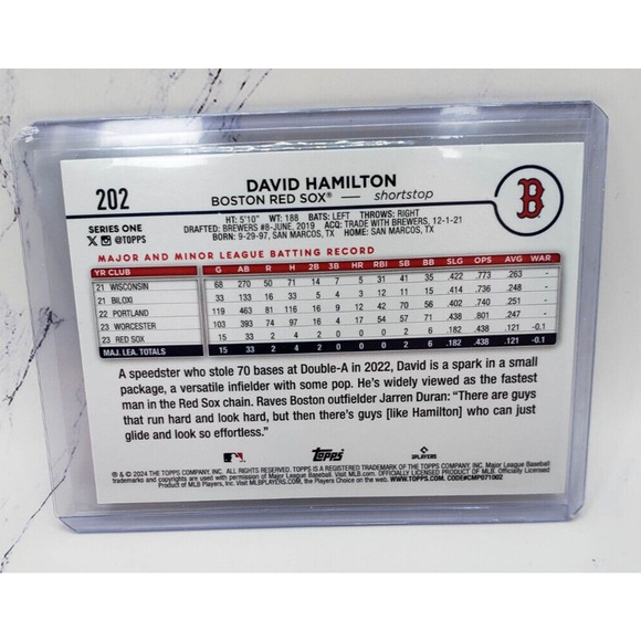 2024 Topps Series 1 Rainbow Foil #202 David Hamilton Boston Red Sox - Picture 2 of 5